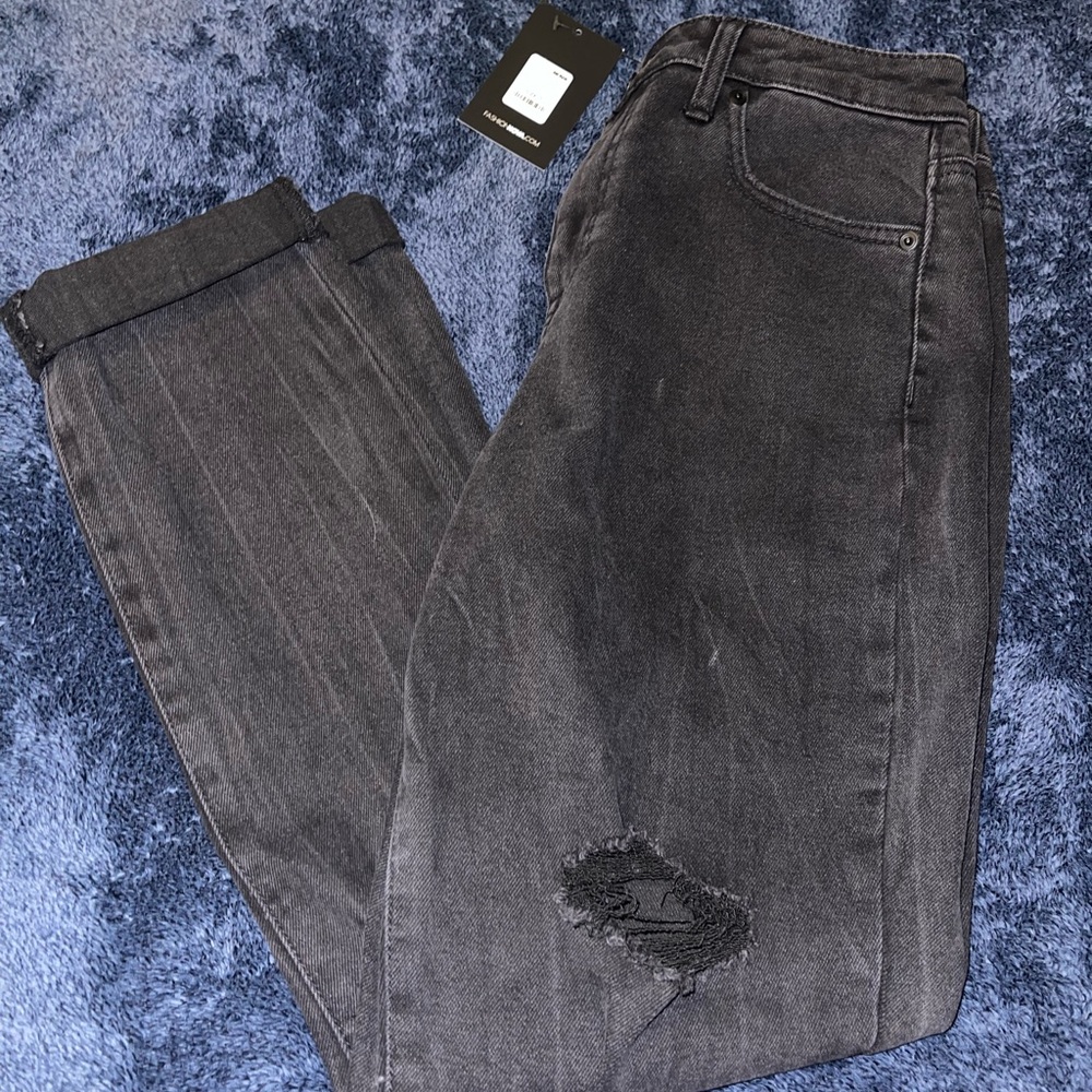 Black Ripped Mom Jeans